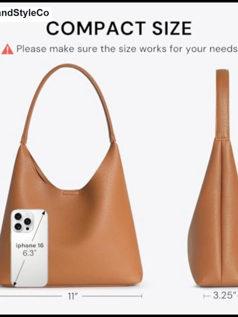 Small Slouchy Hobo Shoulder Bag Vegan Leather Everyday Purse